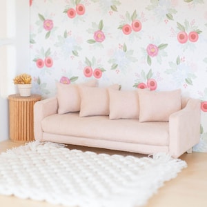 Adelaide Scoop Arm Sofa | Barely Blush Pink | Living Room Bedroom Macy Mae 1:12 Scale Miniature Dollhouse Accessories & Dollhouse Furniture