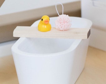 Tub Bar + Loofah + Duck for Bath Tub | Bathroom Soaking Tub | Macy Mae 1:12 Scale Miniature Dollhouse Accessories & Furniture