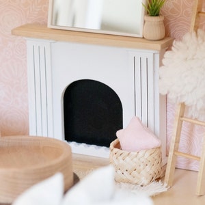 Valencia Arched Dollhouse Fireplace | Wood | Living Room Bedroom | Macy Mae 1:12 Scale Miniature Dollhouse Accessories & Dollhouse Furniture