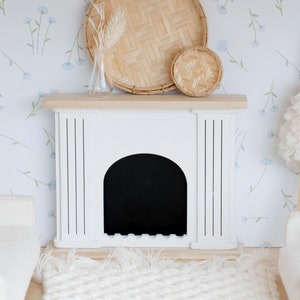 Valencia Arched Dollhouse Fireplace | Wood | Living Room Bedroom | Macy Mae 1:12 Scale Miniature Dollhouse Accessories & Dollhouse Furniture