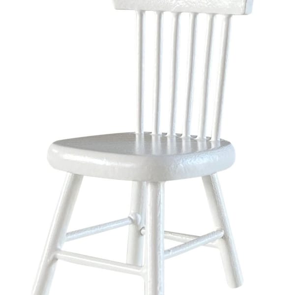 Dollhouse Wood Windsor Dining Chair | White | Kitchen Bedroom Living Room | Macy Mae 1:12 Scale Miniature Dollhouse Accessories & Furniture