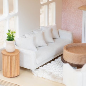 Adelaide Scoop Arm Sofa | Pearl White | Macy Mae 1:12 Scale Miniature Dollhouse Accessories &amp; Dollhouse Furniture