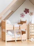 Edin Convertible Bunk Beds | Natural Wood | Macy Mae 1:12 Scale Miniature Dollhouse Accessories & Dollhouse Furniture
