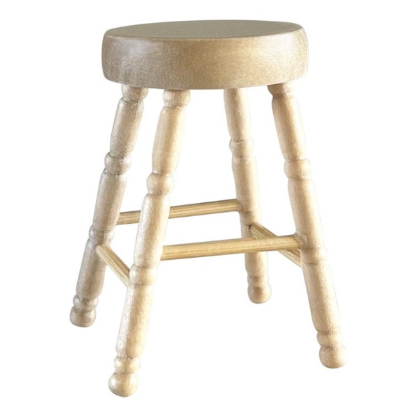 Kitchen Island Bar Stool | Natural Wood | Dining Room | Macy Mae 1:12 Scale Miniature Dollhouse Accessories & Furniture