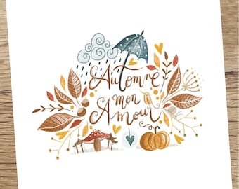 Carte automne mon amour