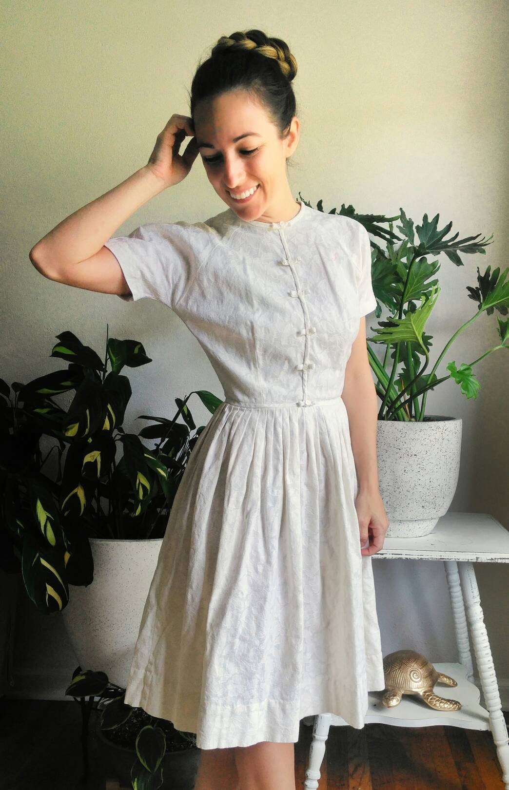1950s Tea Length Wedding Dress Brocade Dress Xxs Xs Bows - Etsy