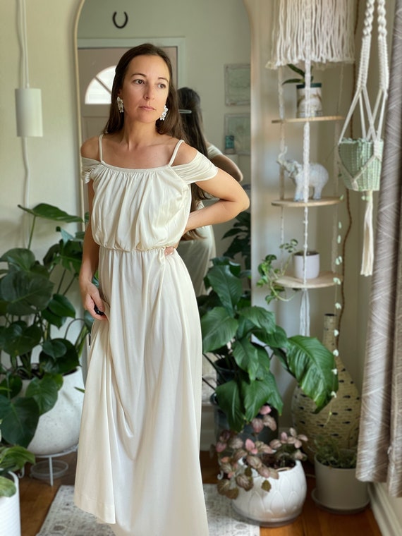 Vintage Ethereal Wedding Dress, Ivory Goddess Gow… - image 2