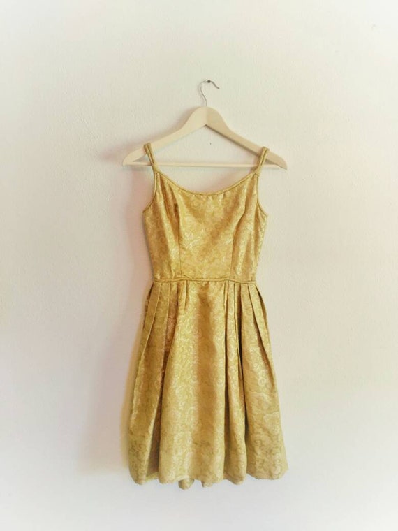 gold rehearsal dinner dress