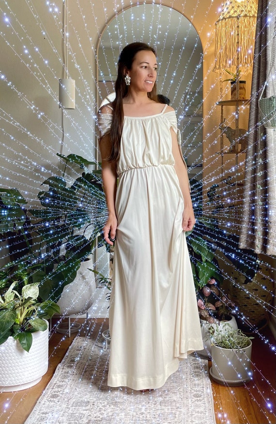 Vintage Ethereal Wedding Dress, Ivory Goddess Gow… - image 1