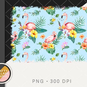 Flamingo PNG Sublimation Design, Tropical Floral Hibiscus Png, Light Blue Backsplash, Pink Flamingo Sublimation, Commercial Use, Beach png