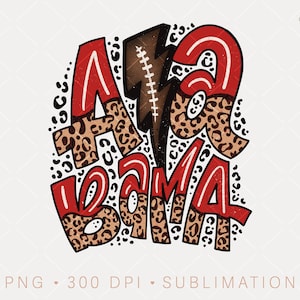 Alabama Football PNG pour sublimation, imprimé léopard Alabama Sublimation Design, maillot de football universitaire, effet vieilli PNG, football maman Png