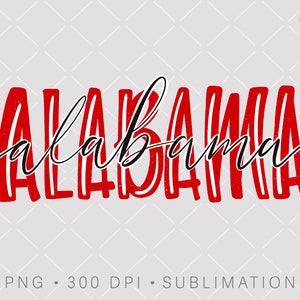 Fichier de sublimation PNG de l’Alabama, PNG de football universitaire, fichier d’impression PNG en détresse lettré à la main, téléchargement numérique, conception de maillot d’équipe sportive