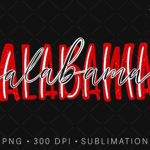 Fichier de sublimation PNG de l’Alabama, PNG de football universitaire, fichier d’impression PNG en détresse lettré à la main, téléchargement numérique, conception de maillot d’équipe sportive