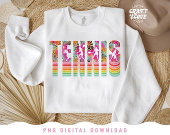 Tennis PNG File for Sublimation, Tennis Life Png, Tennis Shirt Sublimation Designs, DTG, Leopard Neon Retro Distressed Png Printable
