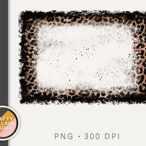 May include: A digital graphic of a leopard print frame with a distressed black border. The frame is white in the center and has a grunge effect.