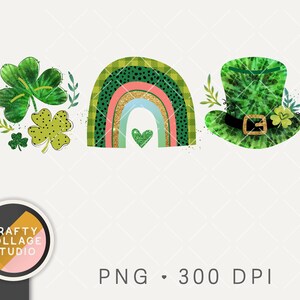 St Patricks Day Png for Sublimation Print File Design, Green Lucky Rainbow, Leprechaun Hat, Shamrock, DTG, Commercial Use Digital Download