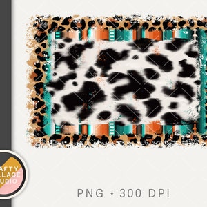 Serape Cowhide PNG Sublimation Design, Western Sublimation PNG, Leopard Print Background Backsplash, Commercial Use Print File, Distressed