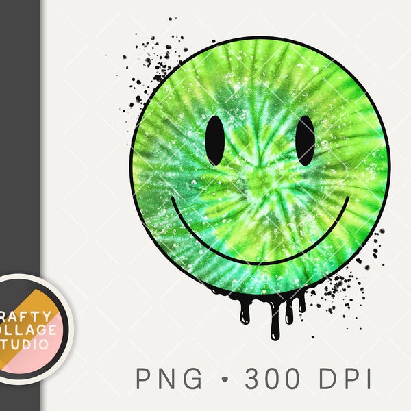 Smile Face PNG Green St Patricks Day Png Sublimation Design, Drippy Trendy, Commercial Use Digital Download, Tie Dye Teen Shirt Design DTG