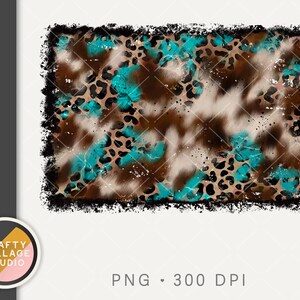Leopard Cowhide Grunge Background PNG Sublimation File, Brown and White Cow Print Turquoise Sublimation Design, Western png, Distressed png