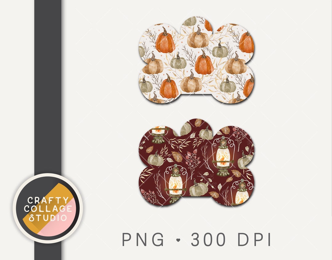 Pumpkin Dog Tag PNG for Sublimation Fall Dog Bone Tag Design Etsy