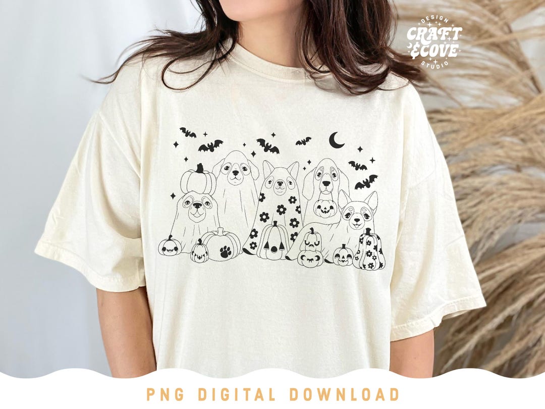 Halloween Dogs PNG Sublimation File, Retro Ghost PNG, Ghost Dog Png ...