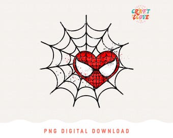 Valentine Superhero PNG for Sublimation, Spider Heart Sublimation File Digital Download, Distressed Retro Comic Book PNG, Spider Web Png