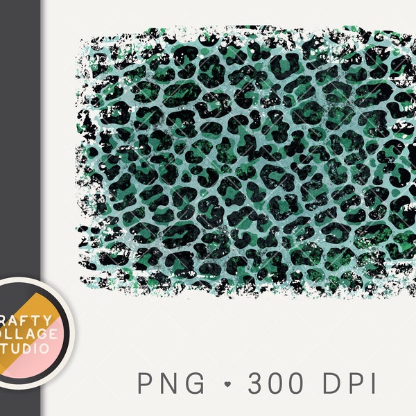 Teal Leopard PNG for Sublimation Design Download, Mint Leopard Print Digital Paper Background, Distressed Leopard Sublimation Print File DTG