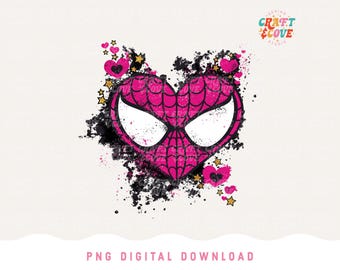 Valentine Superhero PNG for Sublimation, Spider Heart Sublimation File Digital Download, Distressed Retro Comic Book PNG, Girl Valentine png