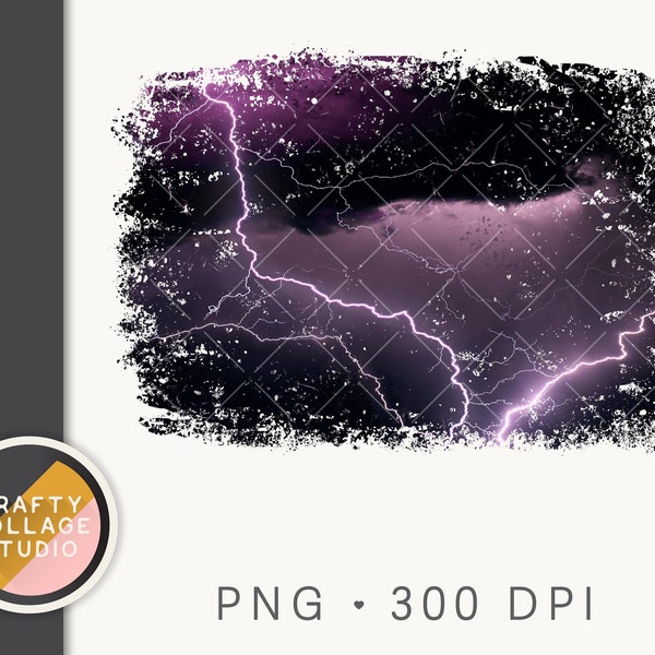 Lightning PNG Sublimation Design Download, Lightning Background for Tumbler, Thunderstorm PNG, Weather, Purple Clouds, Storm Sublimation