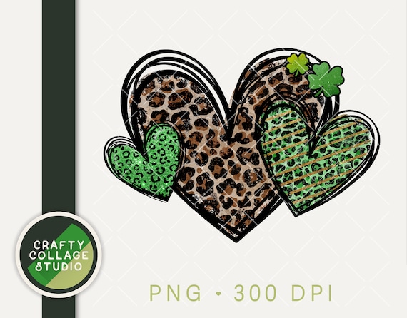 St Patricks Heart PNG Sublimation Design, Happy St Patricks Day Mama, Shamrock Clover Hearts Png, Leopard Print Hearts, Western Heart, Green