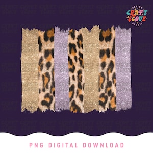 Purple Leopard Brushstroke Background File, Leopard Brushstrokes Sublimation File, Gold Glitter Leopard Lavender Sparkle Background Png