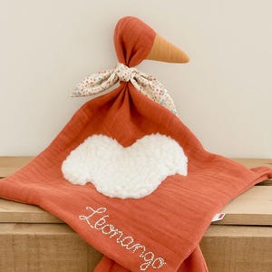 Personalized Goose Lovey – Large Baby Comforter in Organic Cotton with Bola Pocket
