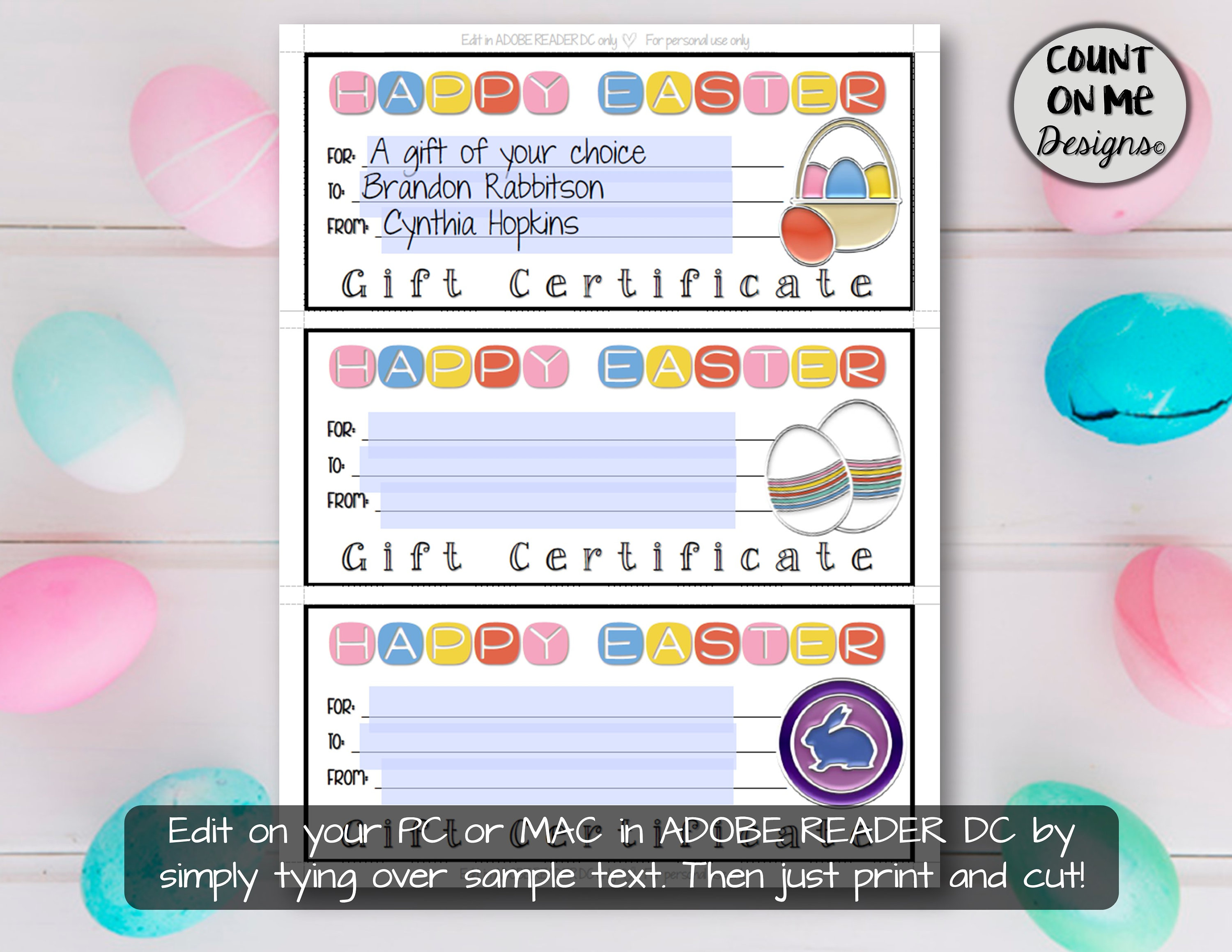 Printable Easter Gift Certificates | Etsy