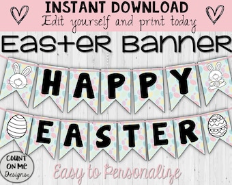 Printable Happy Easter Banner - Editable Banner