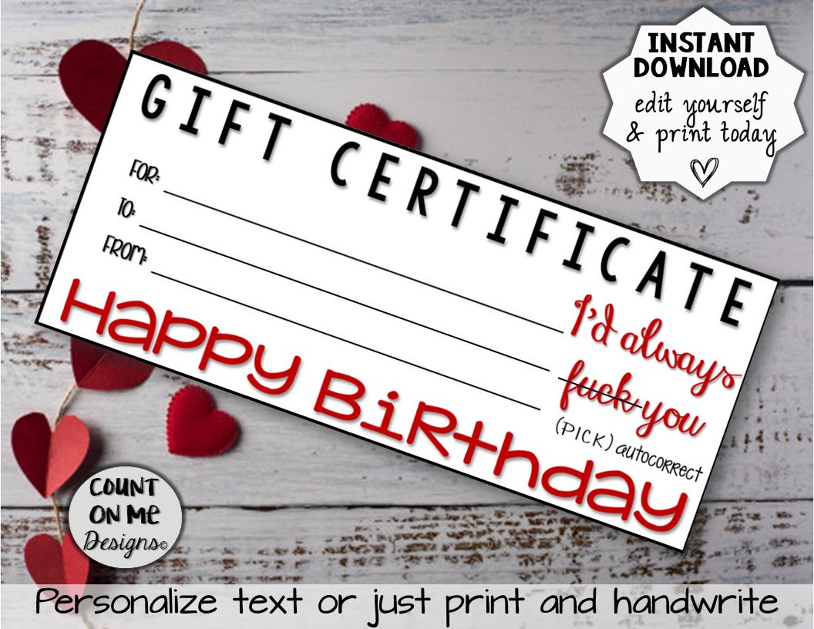 Printable Naughty Gift Certificates - Etsy