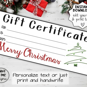 Printable Merry Christmas Gift Certificate