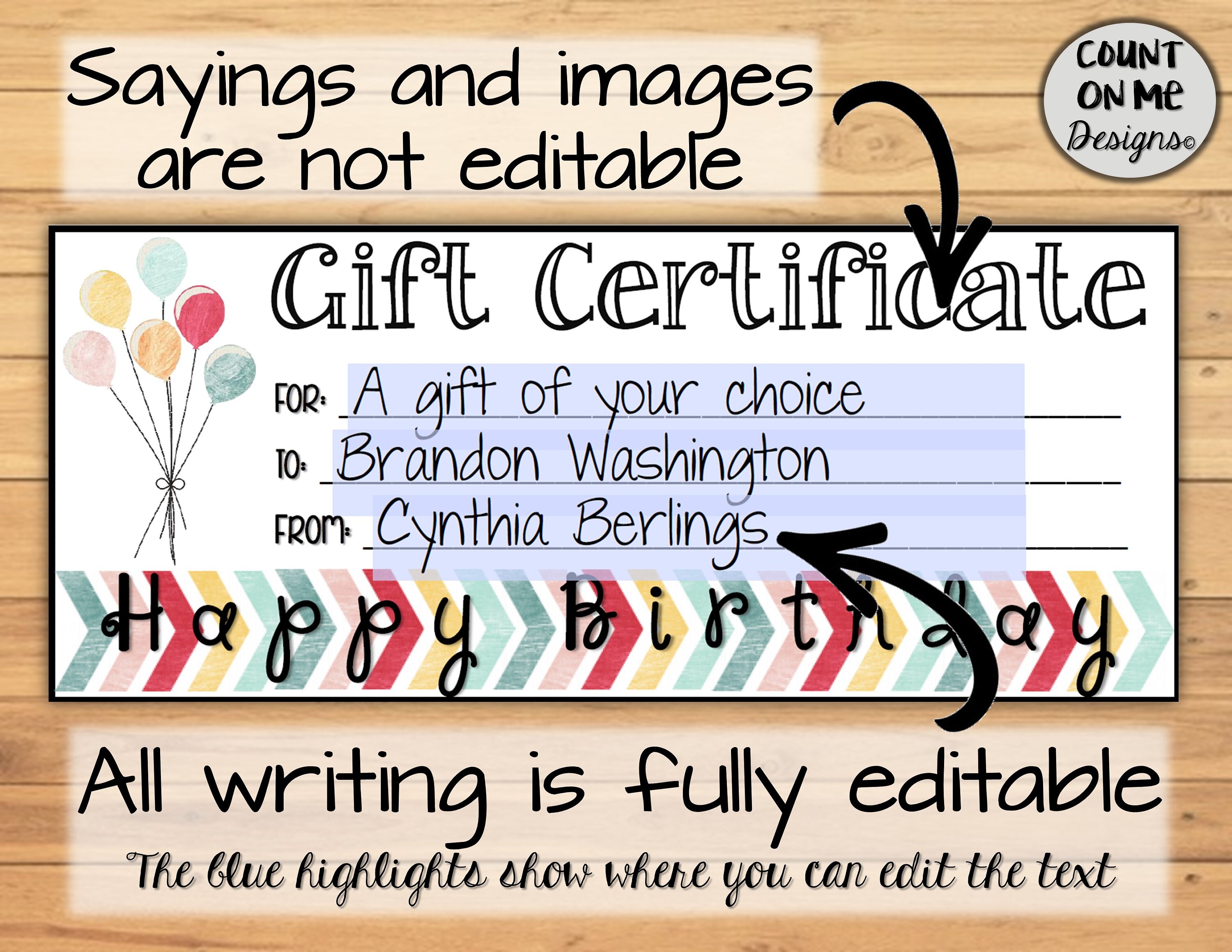 Printable Birthday Gift Certificates Variety Package - Etsy