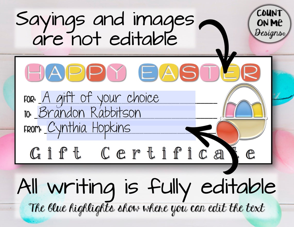 Printable Easter Gift Certificates - Etsy