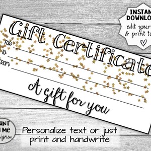 Printable Confetti Gift Certificate