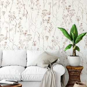 Hand Painted Watercolor Wallpaper. Removable and Self Adhesive. Peel and Stick Wallpaper.