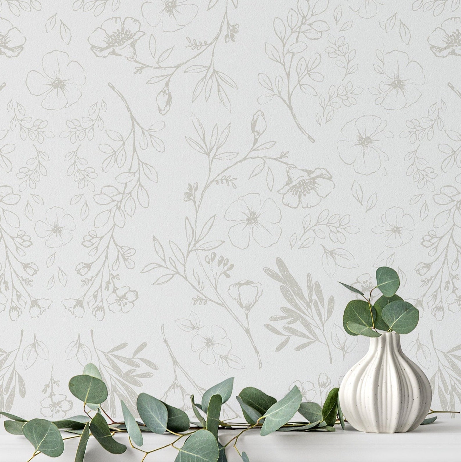 Minimal Floral Wallpaper. Removable and Self Adhesive. Peel - Etsy