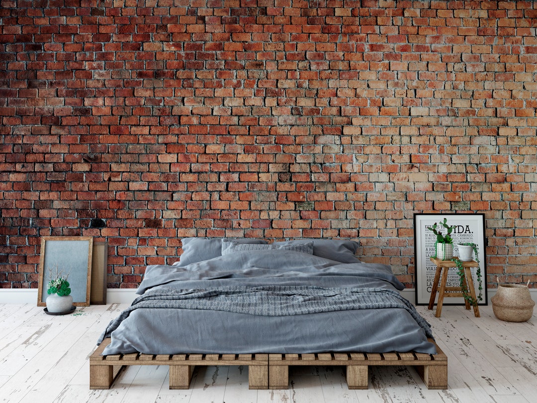 Red Brick Mural Wallpaper. Red Brick Mural. Removable and Self Adhesive