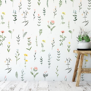 Floral Wallpaper. Removable and Self Adhesive. Peel and Stick Wallpaper. Accent Wall. Mural. Any Color Available. *