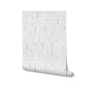 Realistic White Brick Wallpaper. Removable and Self Adhesive. Peel and Stick Wallpaper. Accent Wall. *