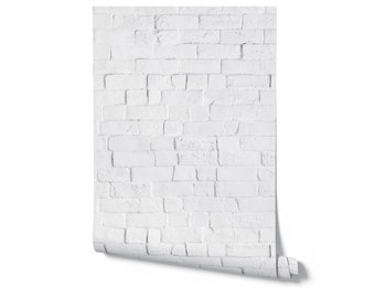 Realistic White Brick Wallpaper. Removable and Self Adhesive. Peel and Stick Wallpaper. Accent Wall. *