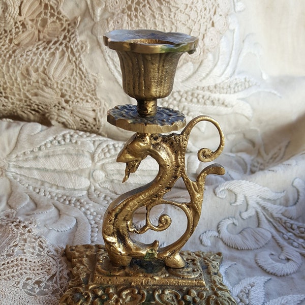 bougeoir dragon chimère vintage gothique baroque