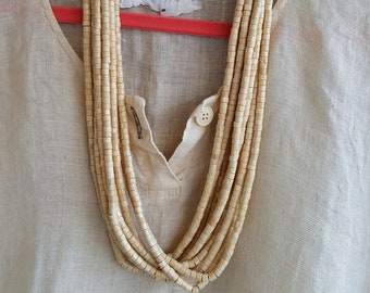 NECKLACE multi row wooden boho nature hippie