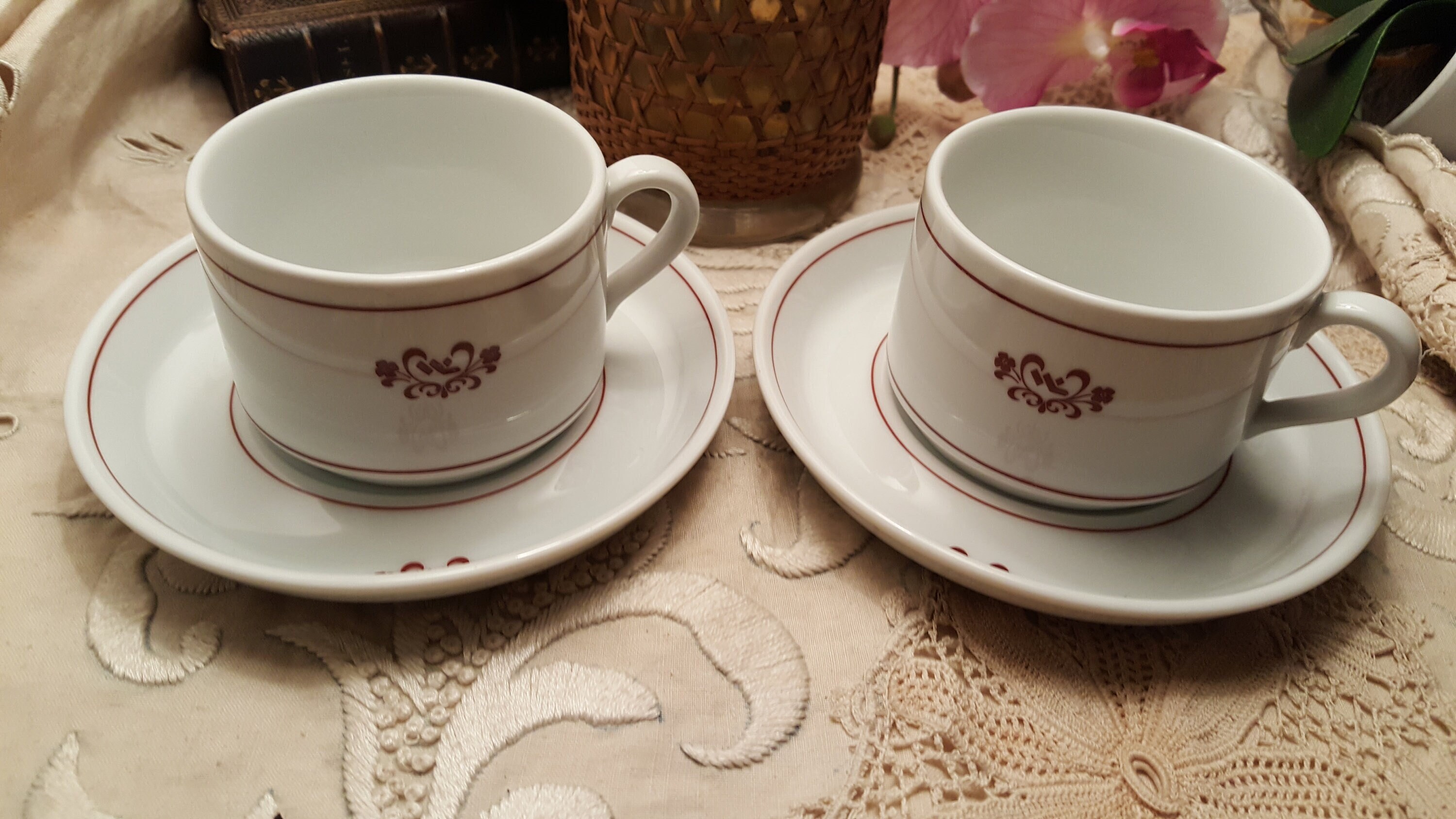 Vintage French souvenir Wagons-Lits Company mugs