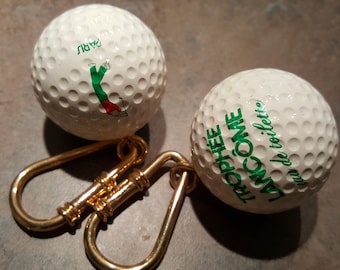 golf ball keychain advertising French perfume trophy Lancôme key ring French vintage perfume