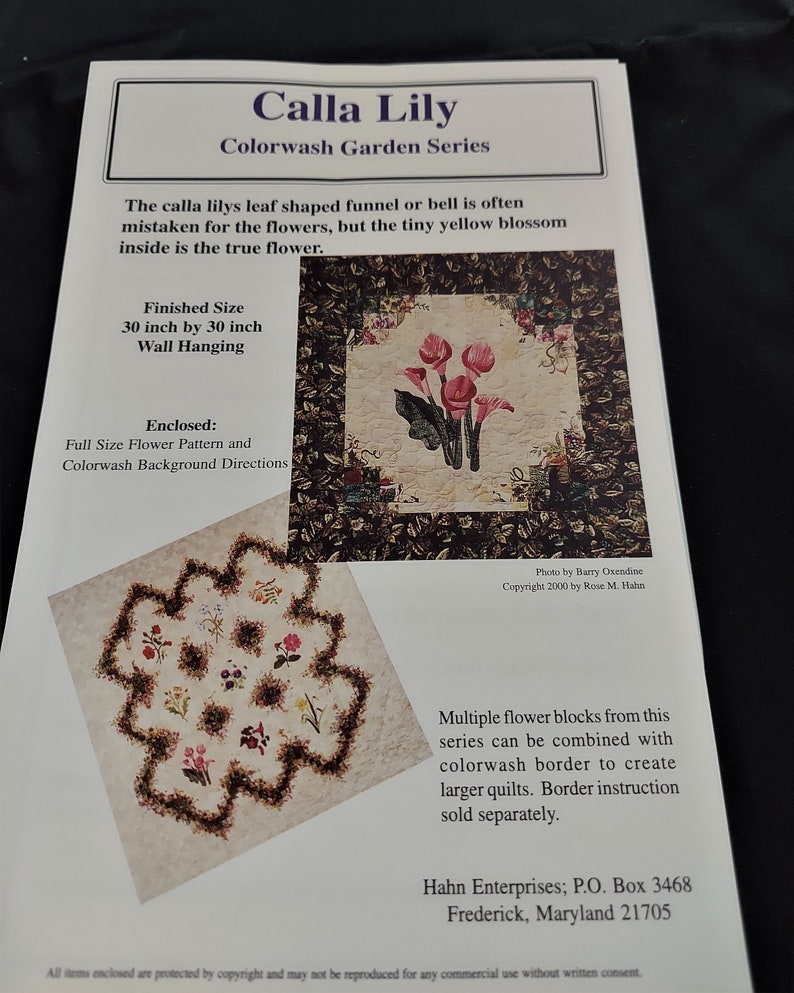 Calla Lily Wall Hanging Quilt Pattern Etsy